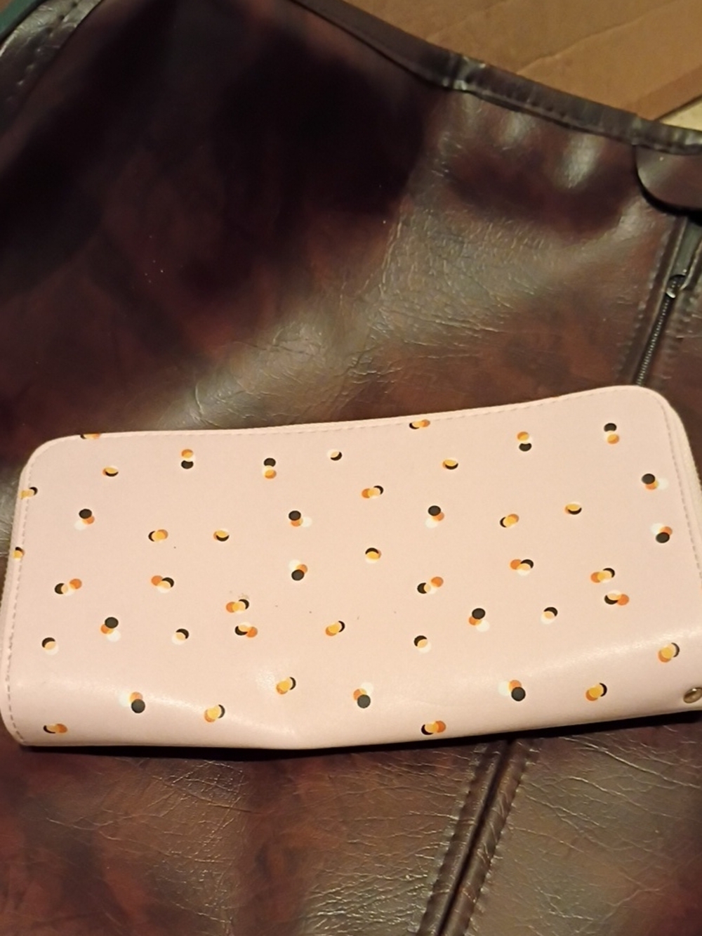 Women's Pale Pink Perforated Zip Wallet
